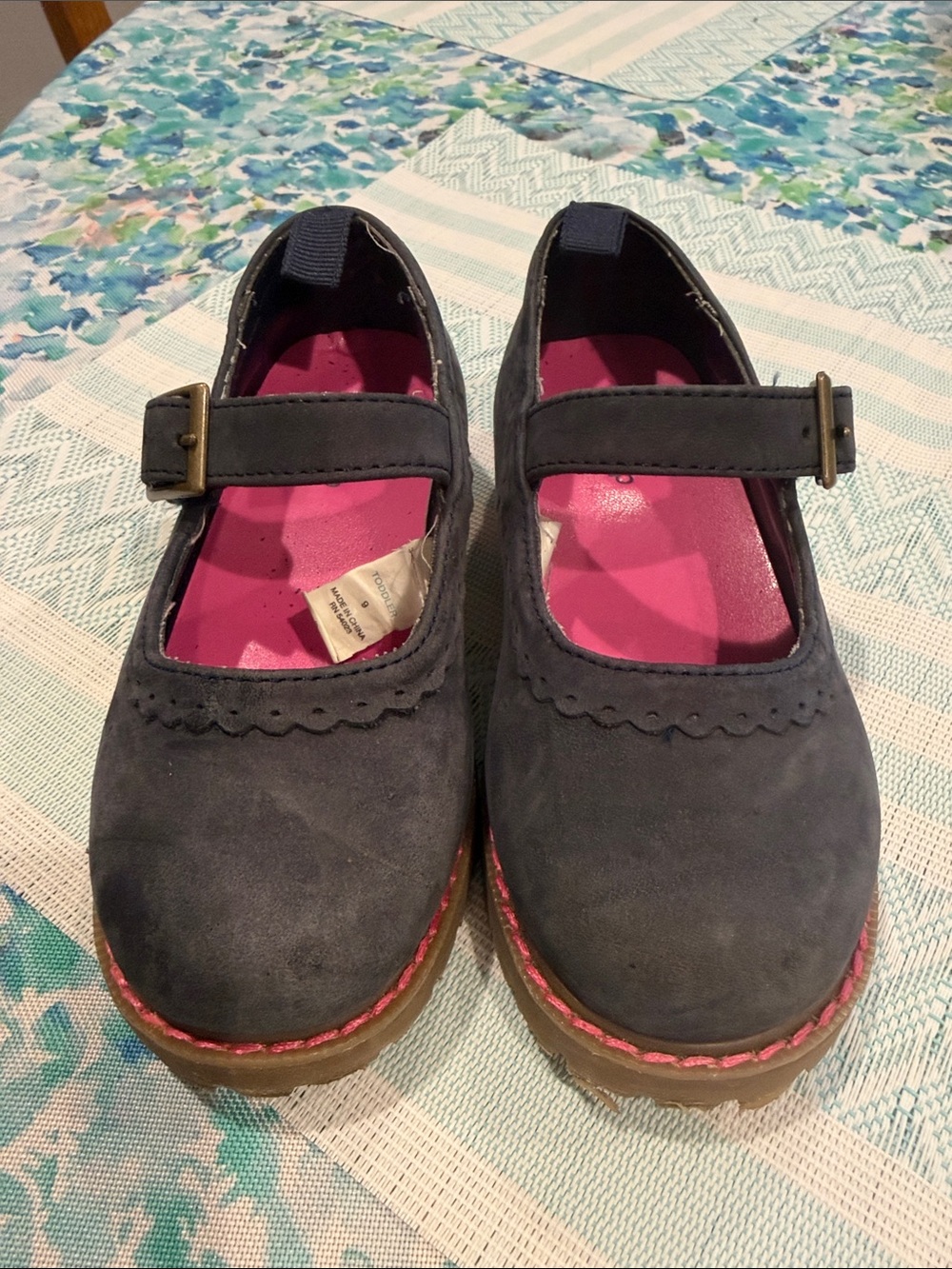 GAP Navy Mary Jane Shoes with Pink Insole Toddler size 9